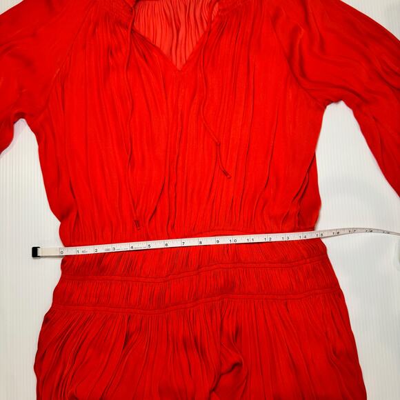 Anthropologie Poppy Mini Dress Red Smocked Medium Cottagecore Coquette Festival - Picture 6 of 16